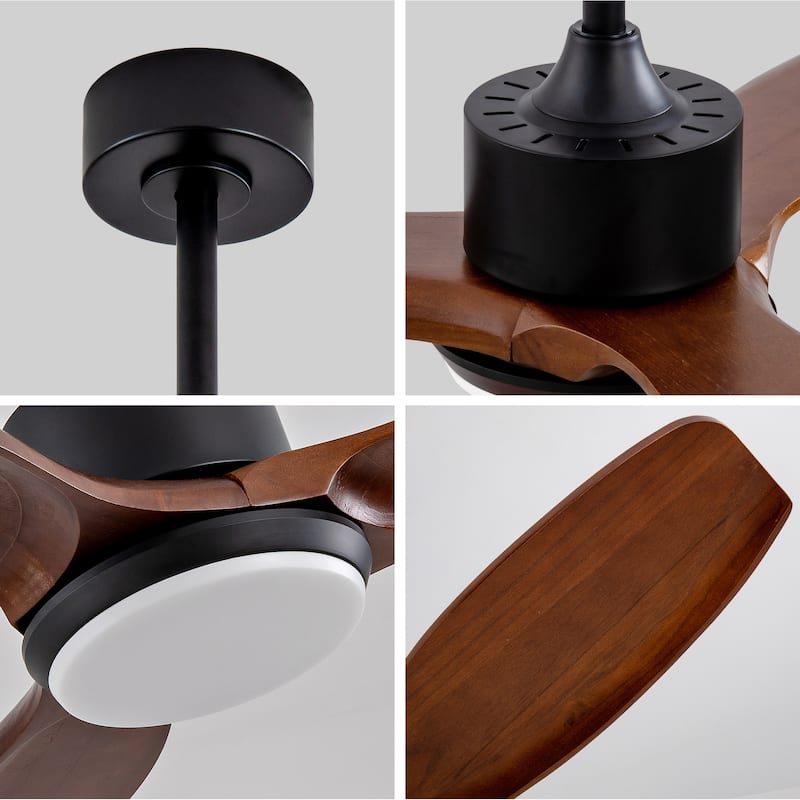 42" Wood Ceiling Fan with Lights Remote Control, Quiet DC Motor 3 Blade