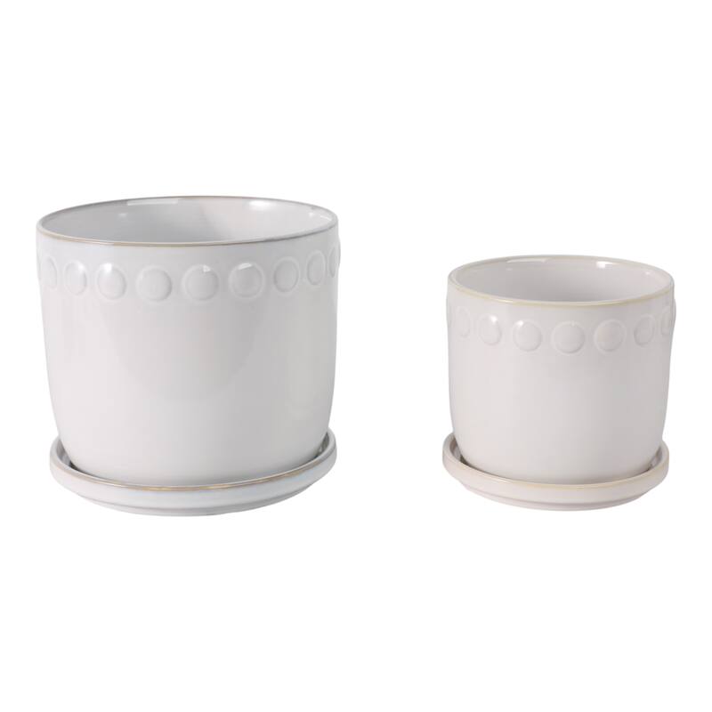 Ceramic Bubble Trim Flower Pots and Planters - Set of 2, 8",6" - 8.0"