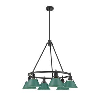 Orwell 6-Light Chandelier in Matte Black with Pine Green - 6 Light Chandelier
