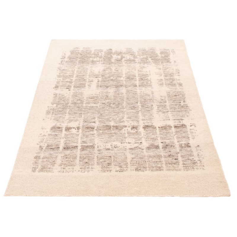 ECARPETGALLERY Hand-knotted Tangier Cream, Grey Wool Rug - 5'0 x 7'9
