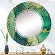 preview thumbnail 8 of 8, Designart 'Turquoise And Gold Luxury Abstract Fluid Art I' Printed Modern Wall Mirror