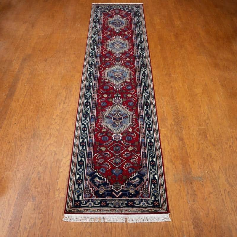 HERAT ORIENTAL Handmade Medallion Bidjar Wool Runner Rug - 2'9 x 12' - Red