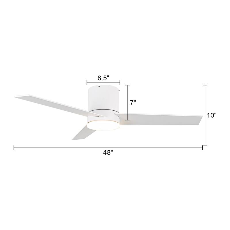 48" Modern Dimmable Low Profile Ceiling Fan with Light and Remote