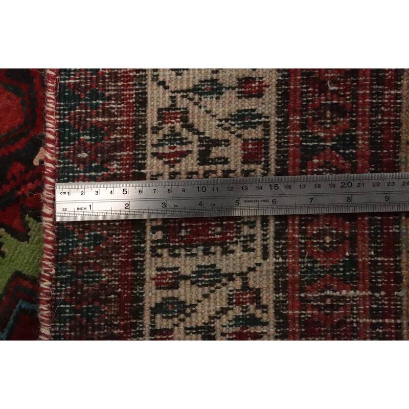 Hand Knotted Oriental 100% Wool Carpet Traditional Geometric Red Ardebil Runner Rug - 10' 8'' X 3' 4''