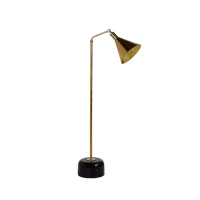 Skye 52" Floor Lamp with Metal Shade, Brass/ Black