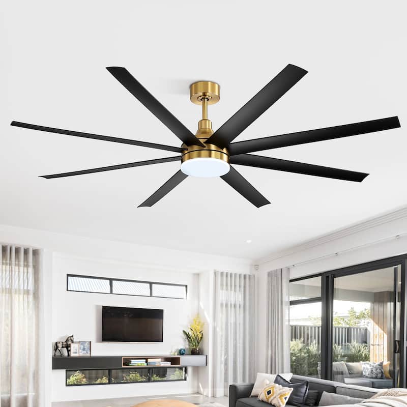 72-in Gold Large Indoor Ceiling Fan with Light Remote (8-Blade) - Gold - Remote