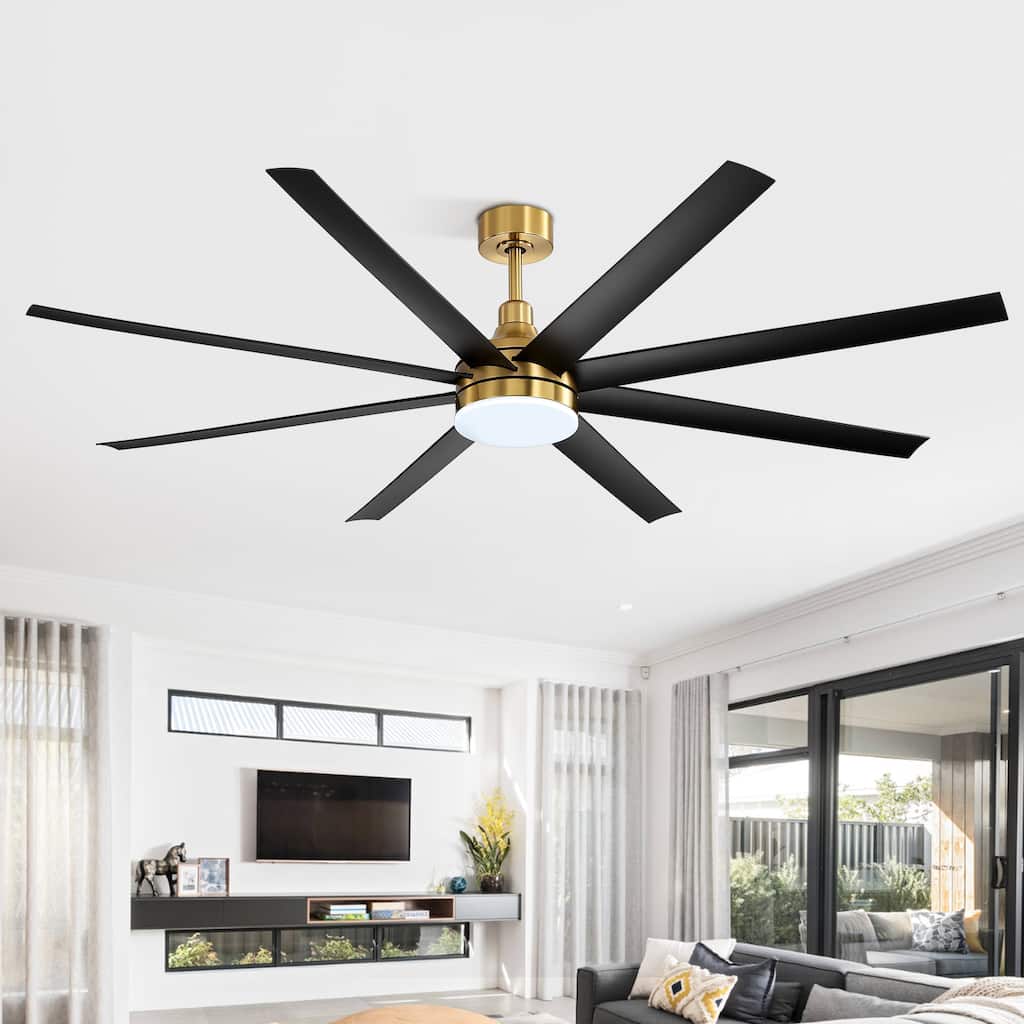 72-in Gold Large Indoor Ceiling Fan with Light Remote (8-Blade)