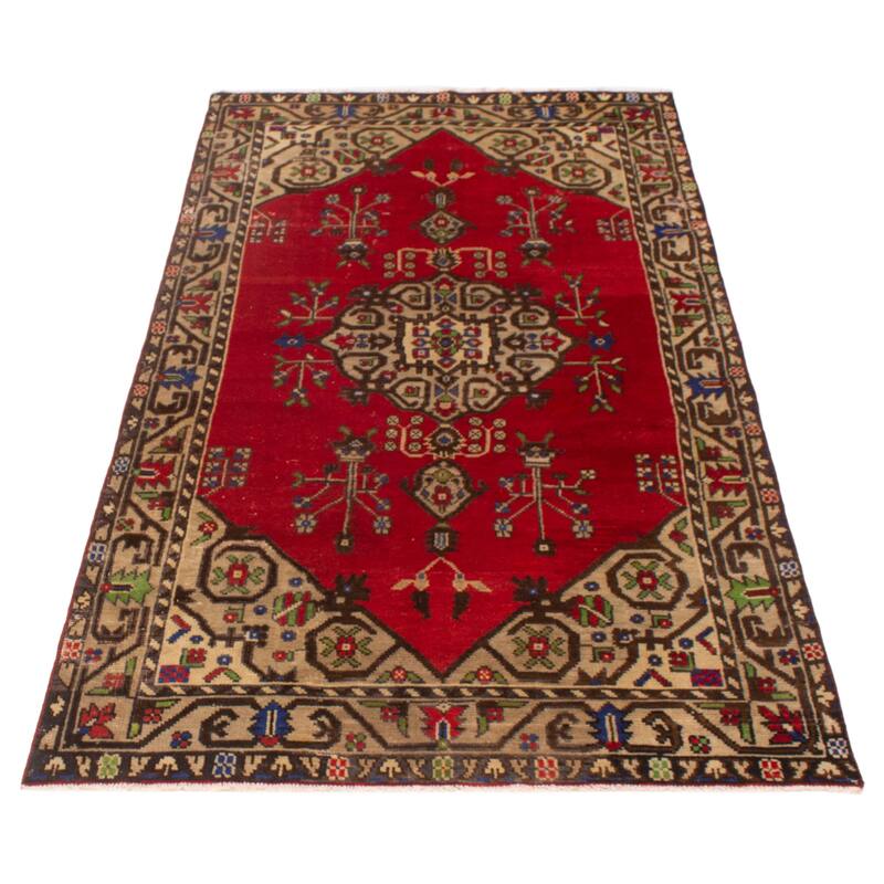 ECARPETGALLERY Hand-knotted Konya Anatolian Red Wool Rug - 4'10 x 9'5