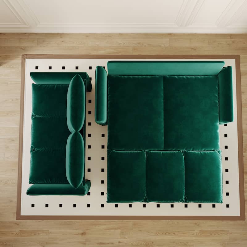 Velvet Loveseat Daybed, Pull Out Sofa Bed with Blanket Set, 3-Seat Convertible Sleeper Sofa with 2-in-1 Pillow
