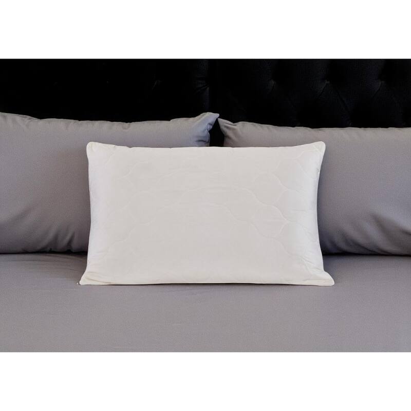 HomeRoots Cotton Latex Foam And Wool Hypoallergenic Queen Size Bed Pillow - Ivory - Soft - Queen