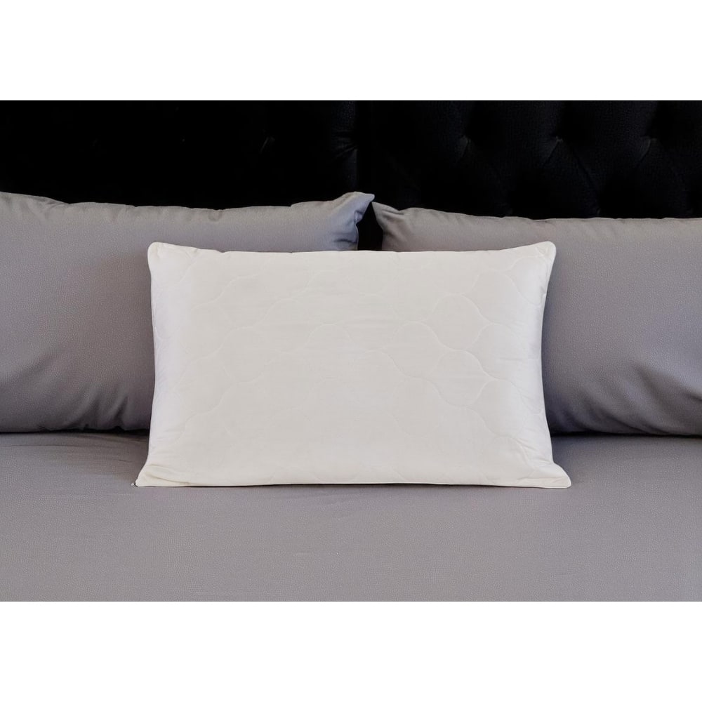 HomeRoots Cotton Latex Foam And Wool Hypoallergenic Queen Size Bed Pillow - Ivory