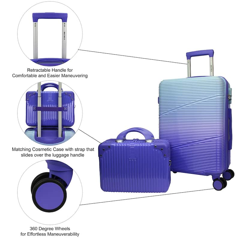 World Traveler 2-Piece Carry-on Vanity Trunk Luggage Set