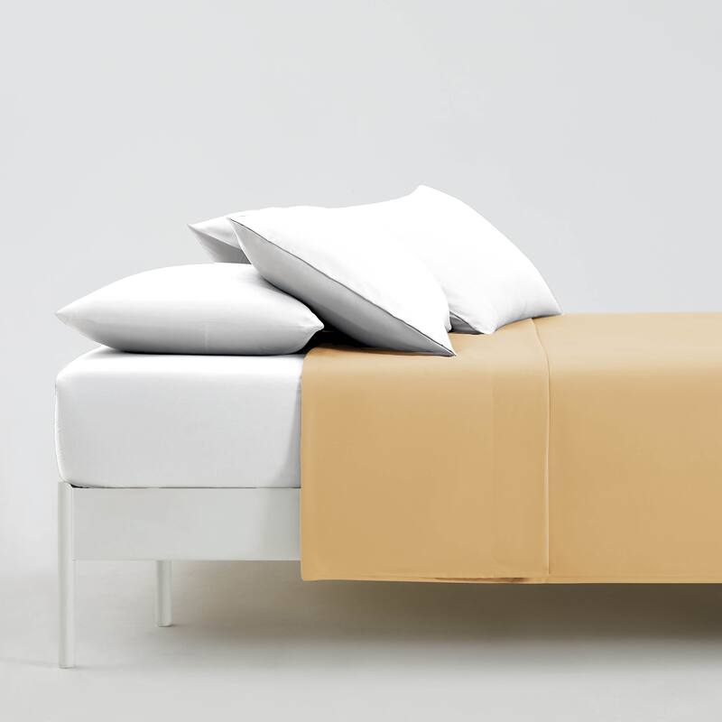 Vilano Oversized Flat Bed Sheet , 2 pack, Flat Sheet Only, Bed Sheet Separates - King - Gold