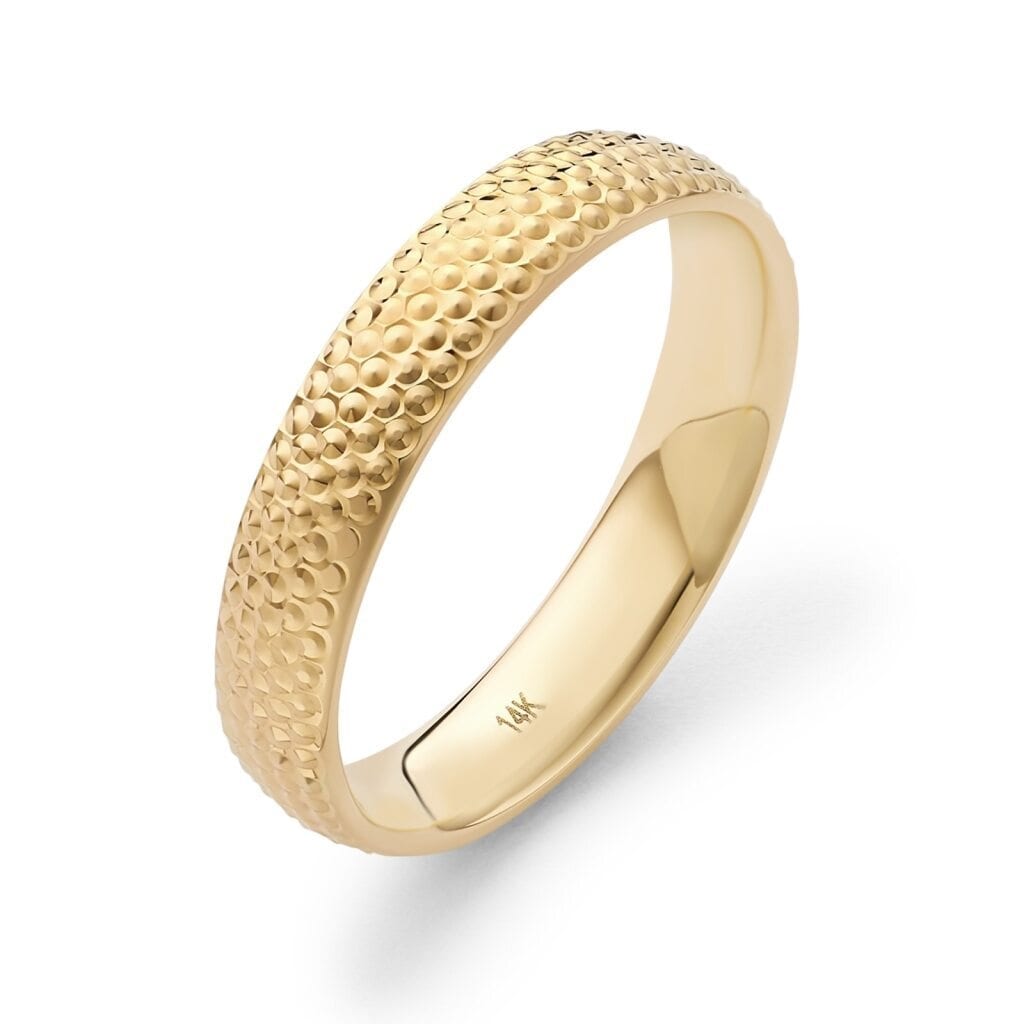 Clover 14K Yellow Gold Diamond-Cut Wedding Band & Statement Ring 4mm