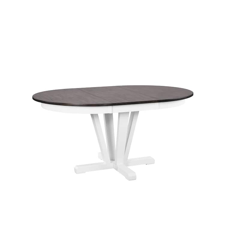 White and Grey Round Extendable Dining 5-Piece Set