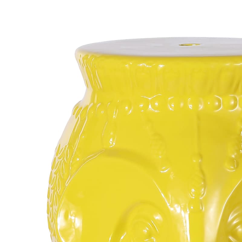 Lucky 18.5" Modern Bohemian Elephant Ceramic Garden Stool, by JONATHAN Y