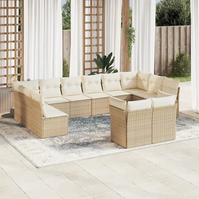 vidaXL Garden Sofa Set Beige, Cream White - 24.4 x 24.4 x 27.2