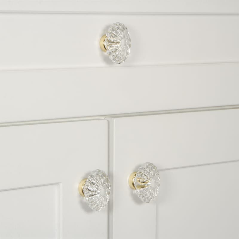 Grandeur BURG-CRYS-KNOB Burgundy 1-3/4" Luxury Flower Fluted Crystal