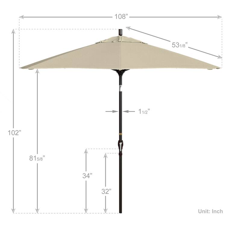 California Umbrella 9' Round Crank Lift Push Button Tilt Bronze Aluminum Patio Umbrella with Pacifica Pacific Blue Fabric