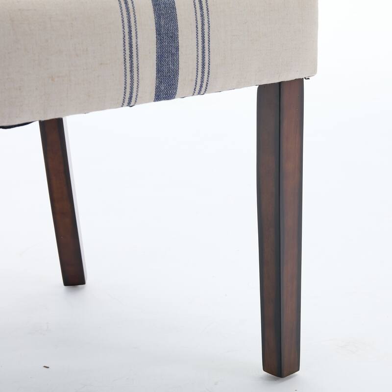 Modern Set of 2 Dining Chairs with Stitched Fabric Backrest, Padded Seat, Solid Wood Legs for Dining Room Living Room and Café
