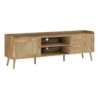 Monarch Specialties 60" Industrial TV Stand - Grey/Brown, With 2 Cabinets & Shelves, Media Console