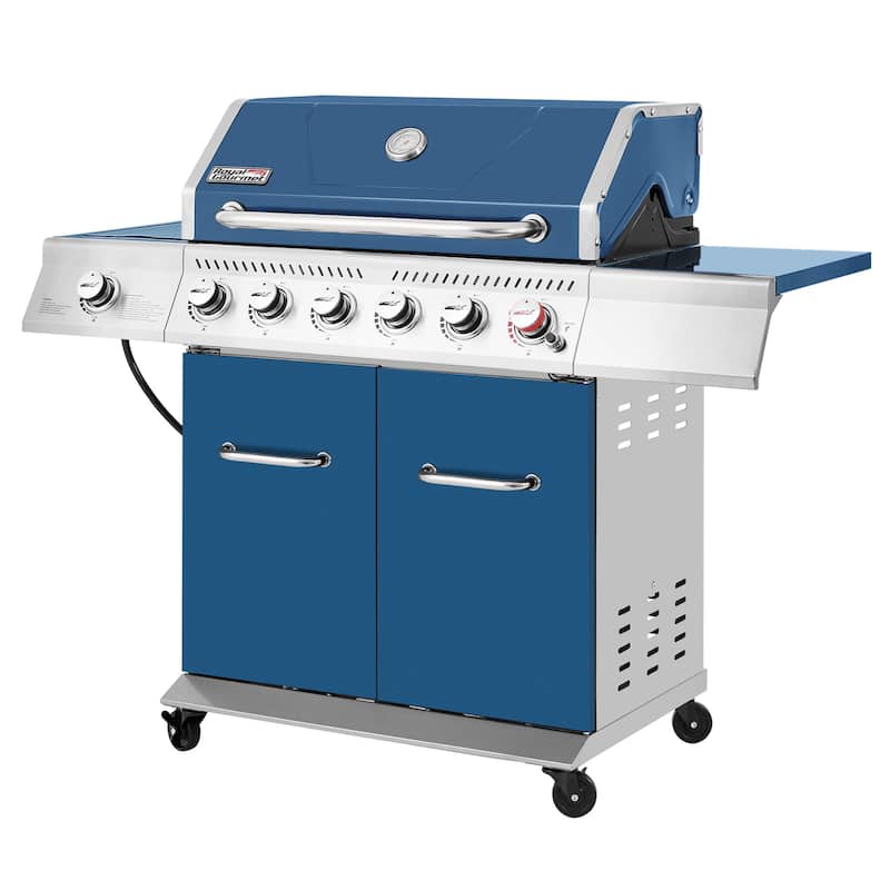 Royal Gourmet 6-Burner Gas Grill with Sear Burner and Side Burner - Blue
