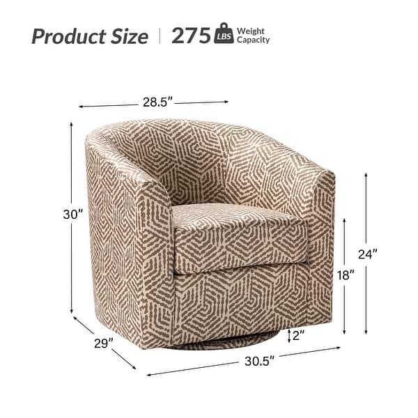 dimension image slide 4 of 10, Cuenca Modern Upholstered Barrel Chair with Swivel Base Set of 2