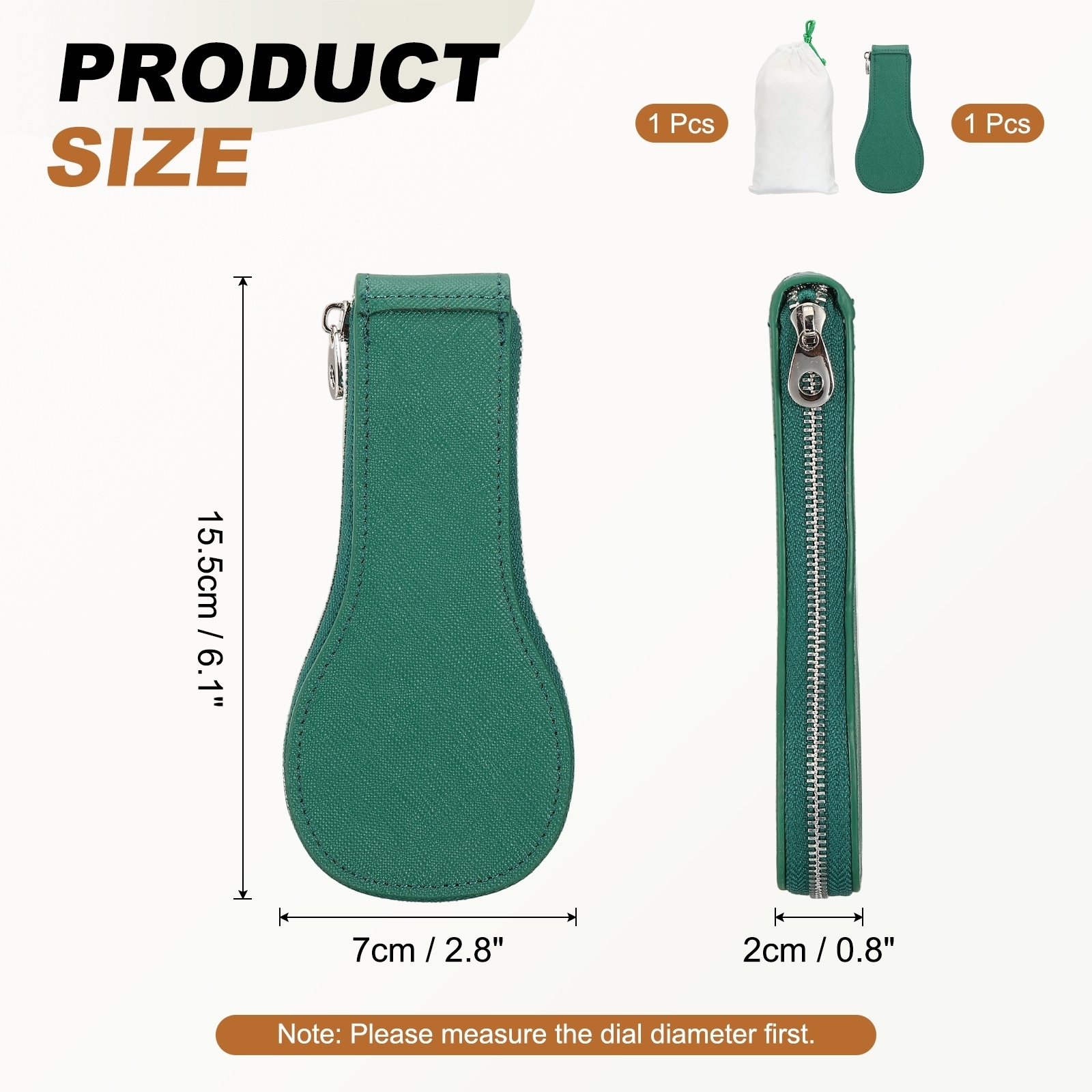 Leather Watch Pouch, Portable Single Watch Case for Men with Zipper and Storage Bag Travel Case Jewelry Storage Bag