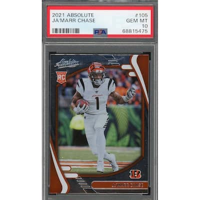JaΓÇÖMarr Chase 2021 Panini Absolute Football Rookie Card RC #105 Graded PSA 10 - 8'6" x 11'6"