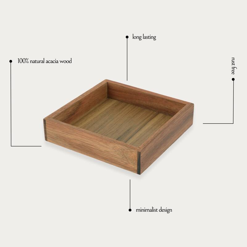 Acacia Wood Bathroom Accessory Set Collection
