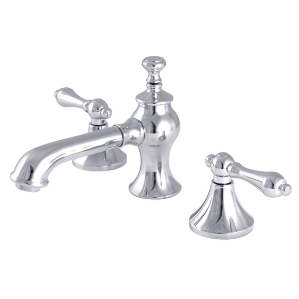 Kingston Brass KC7061AL Vintage 1.2 GPM Widespread Bathroom Faucet with Pop-Up Drain Assembly with 2 Polished Chrome Lever