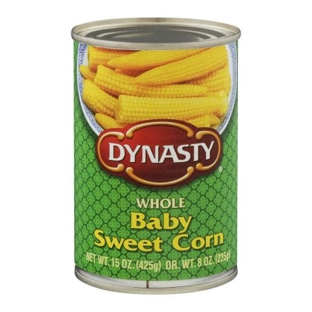 Dynasty Whole Baby Sweet Corn - Case of 12 - 15 oz.