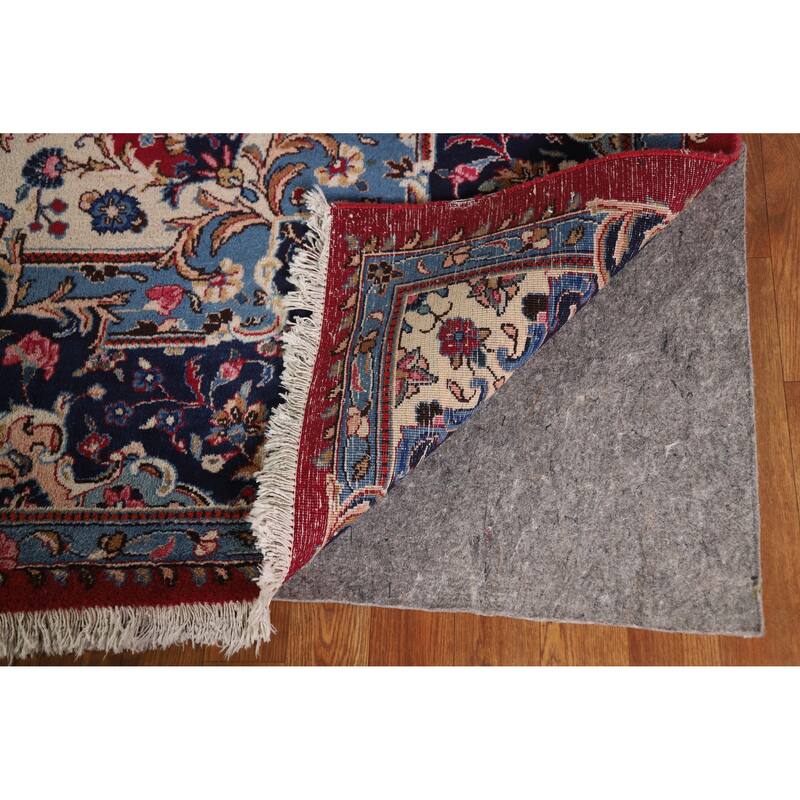 Floral Red Mashad Persian Area Rug Hand-Knotted Wool Carpet - 10'1" x 12'11"