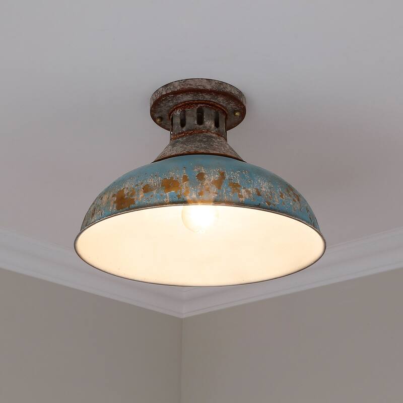 Golden Lighting Kinsley 14" Wide Semi-Flush Ceiling Fixture with Teal