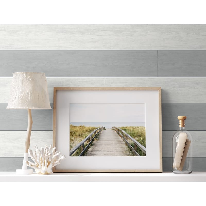 NextWall Two Toned Shiplap Peel and Stick Wallpaper