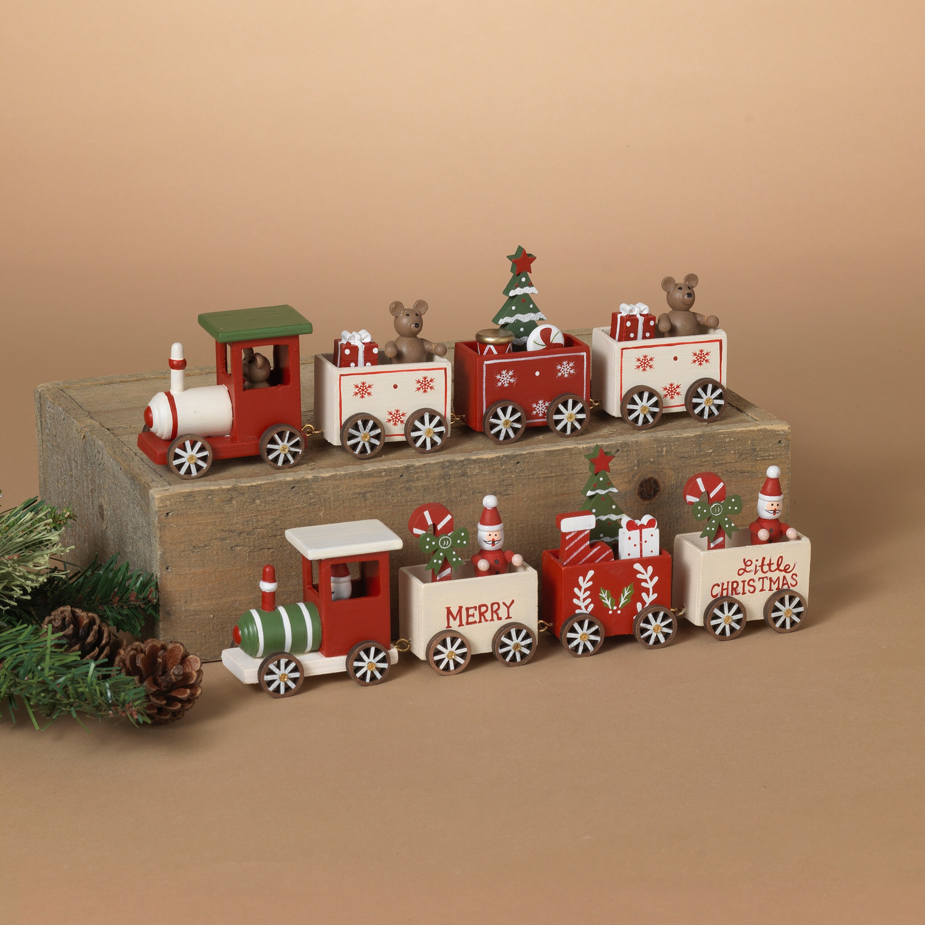 Christmas Wood Trains Set of 2 - Bed Bath & Beyond - 41045387