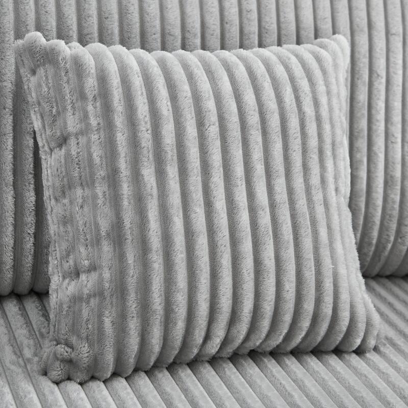 Corduroy Chaise Lounge Sofa Loveseat Sleeper Sofa with Adjustable Backrest, Cup Holders, Phone Holder and Dual Storage Armrest