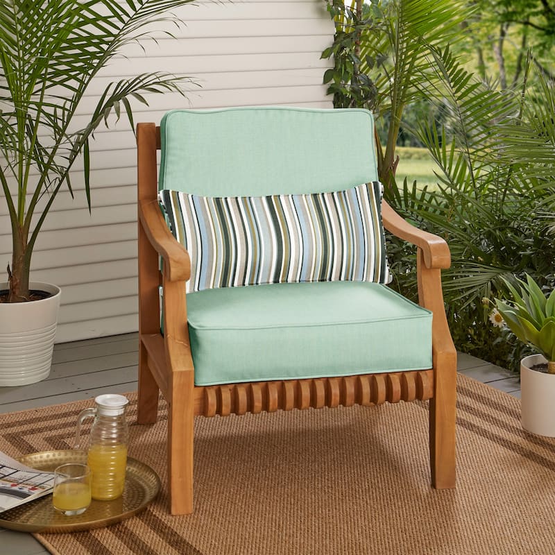 Sorra Home Oakley Sunbrella Solid Indoor/ Outdoor Corded Chair Cushion Set and Lumbar Pillow