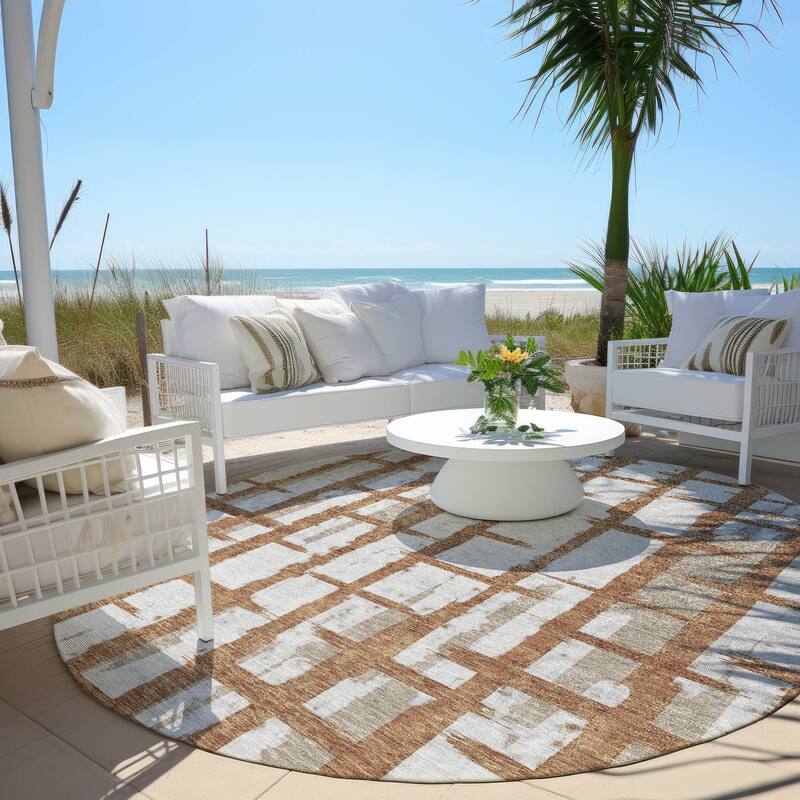 Machine Washable Indoor/ Outdoor Chantille Contemporary Ombre Rug - Paprika - 8' x 8'