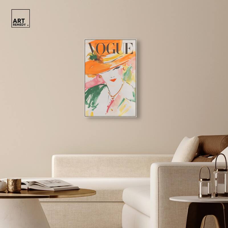 Woman in Hat Cover Canvas by Art Remedy