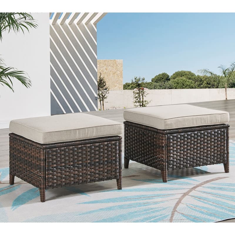 Pocassy Outdoor cushioned Wicker Footstool Ottomans