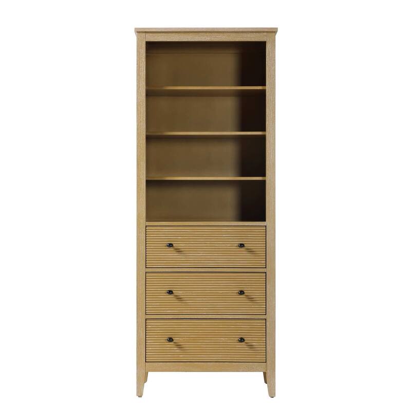 Kensington 16-28 Inch Open Shelving Bath Storage Cabinet - Linen Oak - 28"