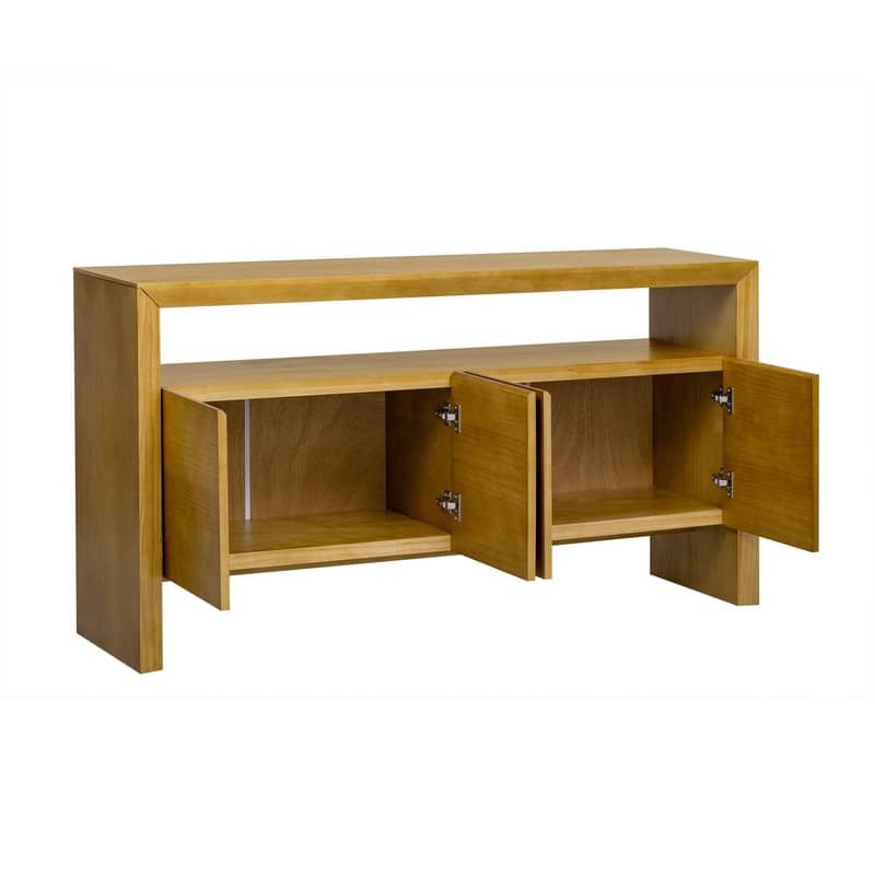 Modern Solid Wood Veneer Sideboard with Open Shelf for Stylish Home Storage Solutions