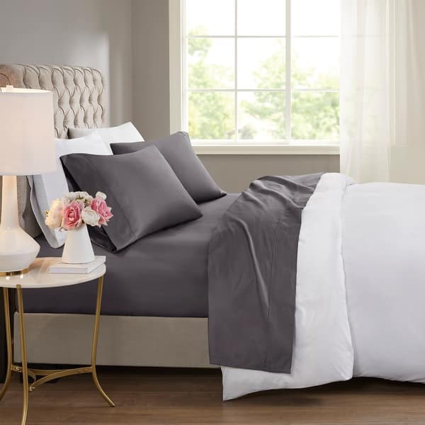 Beautyrest 600 Thread Count Cooling Cotton Blend 4 PC Sheet Set - Queen - Charcoal