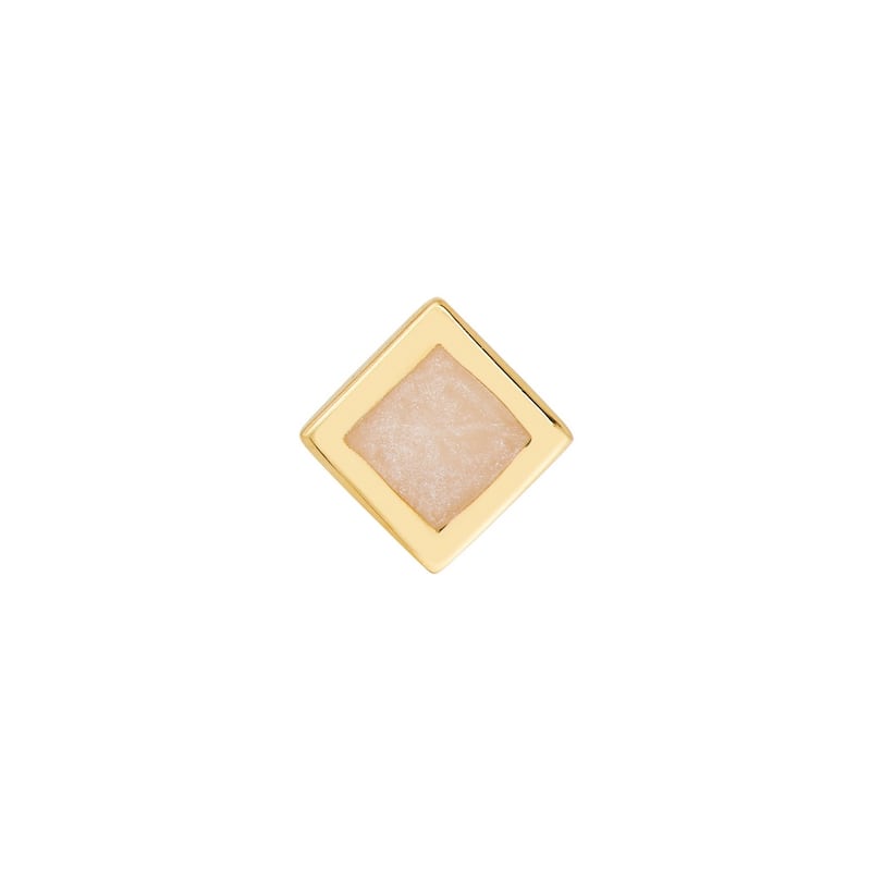 Curata 14k Yellow Gold 6mm Square Pink Mother of Pearl Enamel Stud Earrings