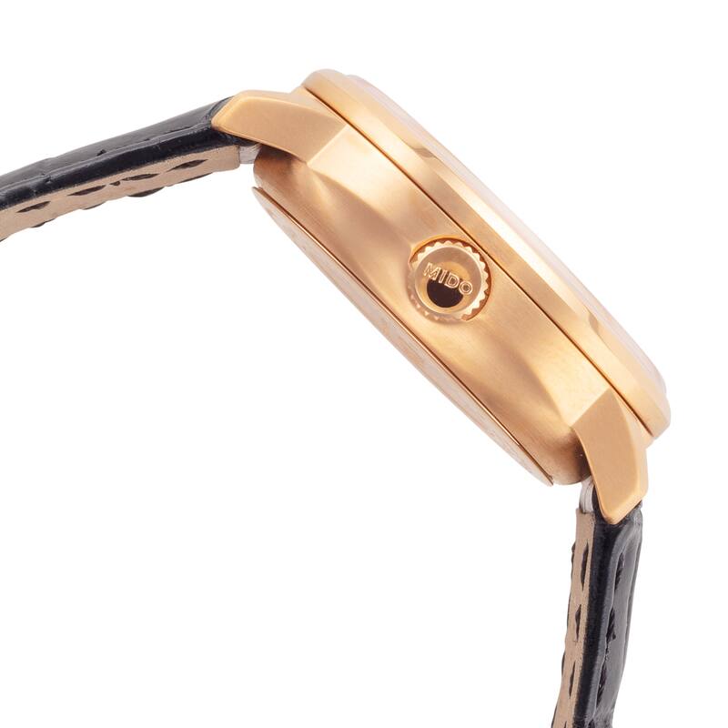 Mido Women's Commander II 33mm Silver Dial Leather Automatic Watch - Black - One Size