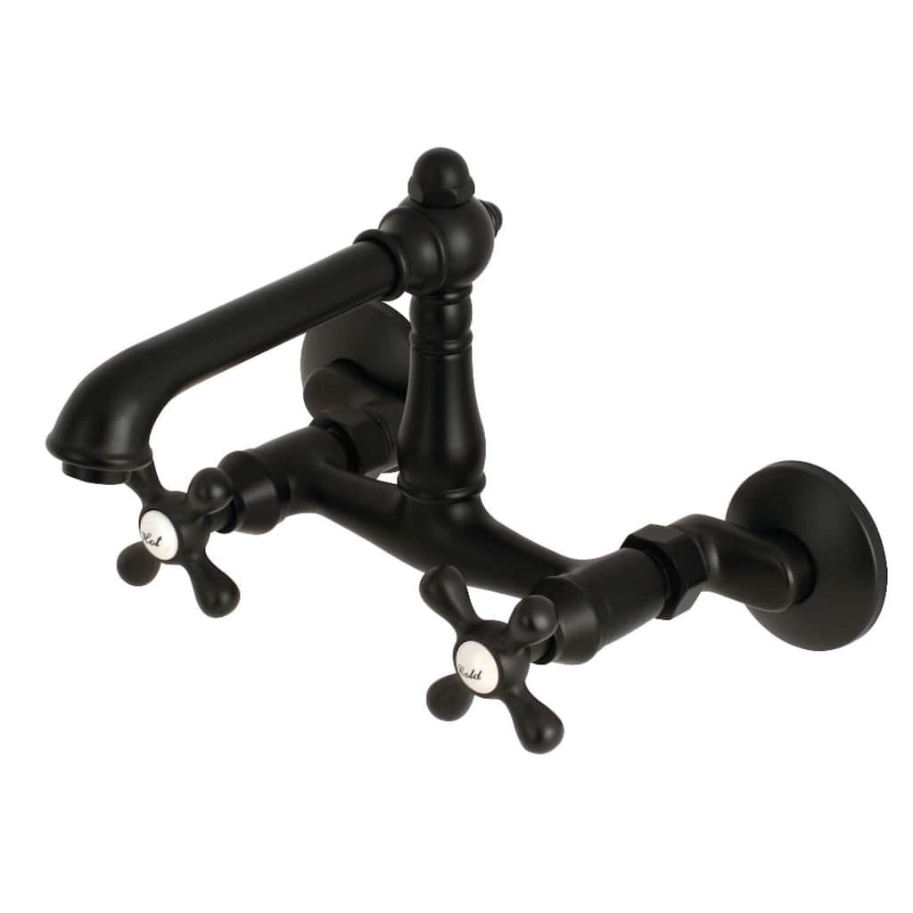 Kingston Brass English Country 6-Inch Adjustable Center Wall Mount Kitchen Faucet