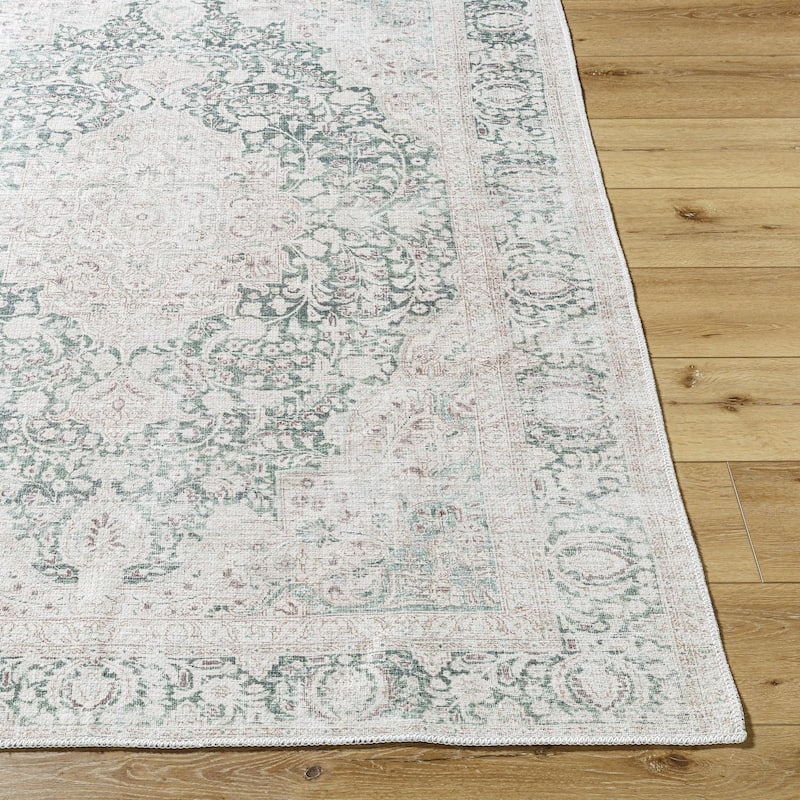 Livabliss Traditional Amelie Medallion Washable Area Rug