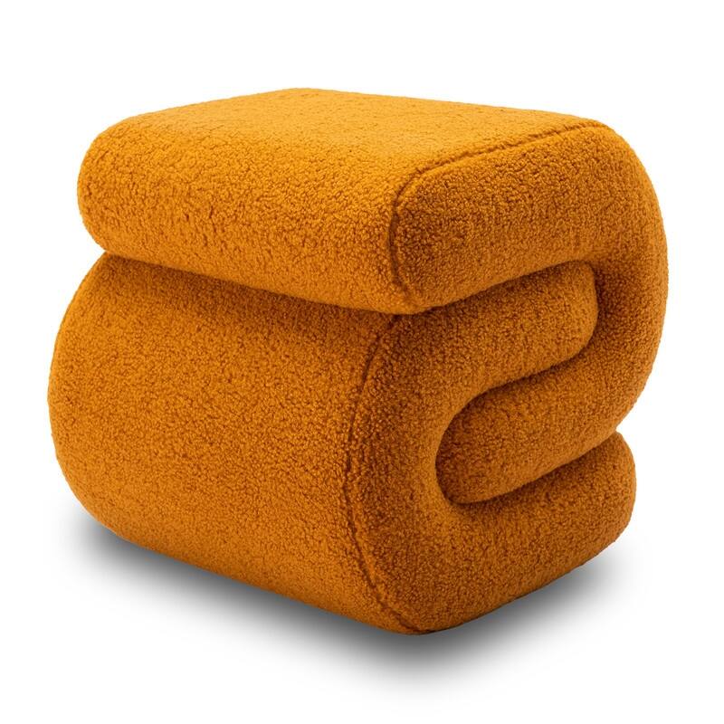 Teddy Fabric S-shape Ottoman Makeup Stool Footstool