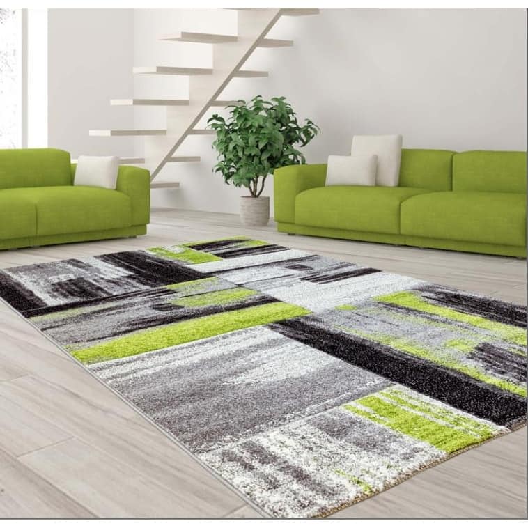 LaDole Rugs Copper Abstract Area Rug - 7'8" x 10'5"(240cm x 320cm) - Green Black Grey